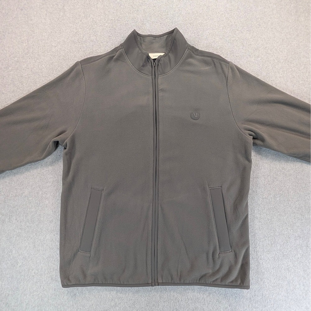 Vuori Aspen Mens Polartec Fleece Full Zip Jacket Gray Large 23x28 Zip Pockets